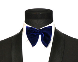 Mens FERUCCI  Oversized Bow Tie - Blue Velvet Bowtie, Mens big bow tie - £39.95 GBP