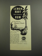 1952 Lemon Hart Rum Ad - The Finest Rum for Planters' Punch - $18.49