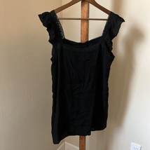 Lulus Country Charm Ruffled Mini Shift Dress Black LBD Square Neck Medium - $29.69