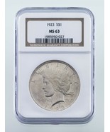 1923 $1 Silver Peace Dollar Graded by NGC as MS-63! Nice Coin! - £62.46 GBP
