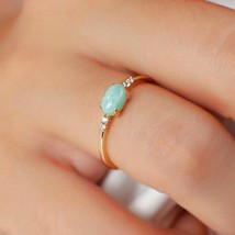 Bague de fiançailles Larimar avec bague en plaqué or 14 carats massif 925 - £27.61 GBP