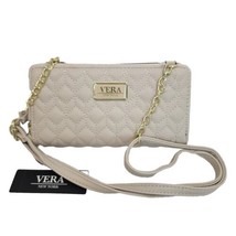 Vera New York Crossbody Clutch Wallet Quilted Beige Ziparound Bag Leanne - $38.61