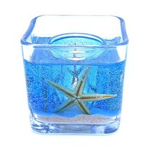 Flameless Ocean Blue Sand And Starfish Forever Candle Seascape Theme Design With - $24.20