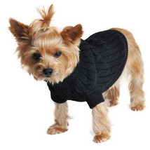 Combed Cotton Cable Knit Dog Sweater - Jet Black LARGE - £26.30 GBP