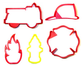 Firefighter Fireman Outlines Fire Truck Set Of 5 Cookie Cutters USA PR1398 - £7.98 GBP