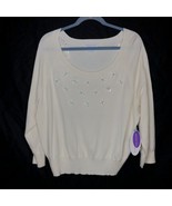 Ashley Nell Tipton Boutique Womens Sweater Size 1X Ivory Scoop Neck Flor... - $24.08