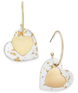 Inc Gold-Tone Resin Heart Drop Earrings - £10.07 GBP