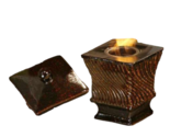 Square Candle Holder with Stainless Steel Cup and Lid Ceramic 10.8&quot; High... - $34.64