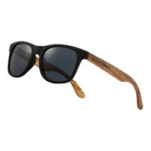 Unisex Wood Only Matte Black Sunglasses with Wooden Arms - £15.79 GBP
