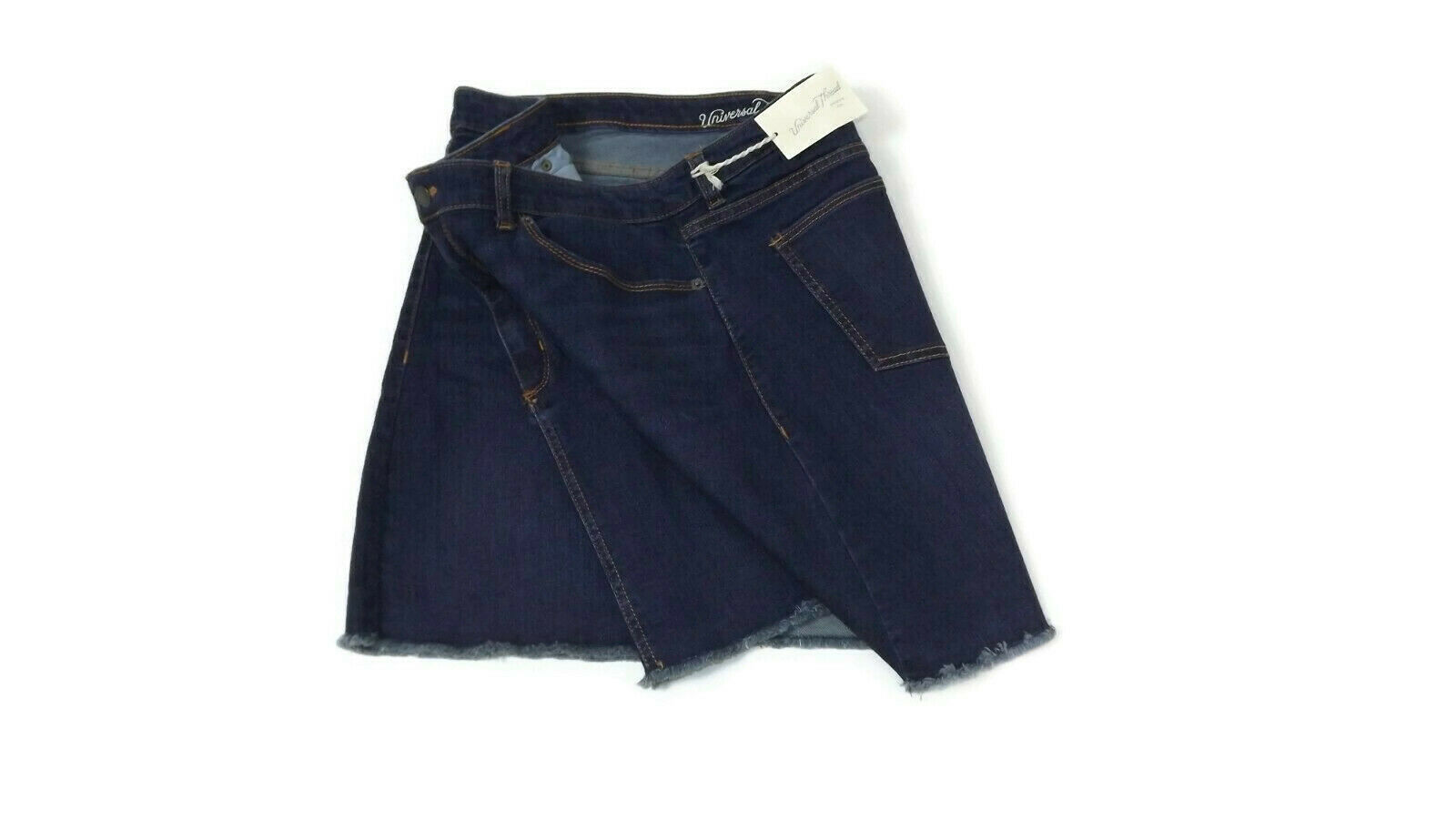 UNIVERSAL THREAD Womens Cute Denim Blue Jean Skirt Size 16 Fringed Hem NWT - $14.63