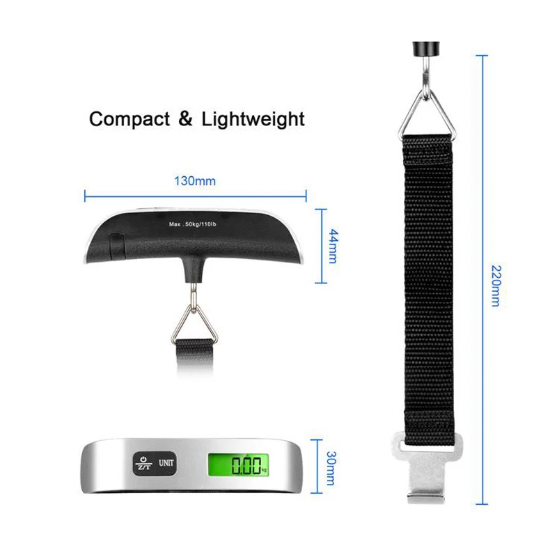 Sporting Portable Scale Digital LCD Display 110lb/50kg Electronic Luggage Hangin - £24.90 GBP