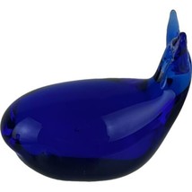Vintage Pilgrim Cobalt Blue Blown Art Glass Whale Figurine Paperweight 4” - $14.00