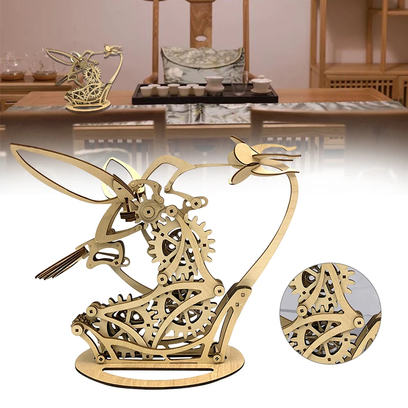 3D DIY Model Mechanical Hummingbird Wooden Puzzle Building Block Set Creative - £28.08 GBP
