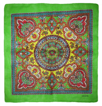 22&quot;X22&quot; Ornate Paisley Mosaic Multi Color Green 100% Cotton Bandana - £11.00 GBP
