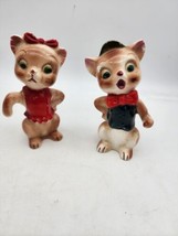 Vtg 1950s Ceramic Tall Salt And Pepper Shakers 3 In Tall . One In Wide - $12.90