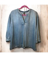 Stetson Women&#39;s XL Denim 3/4 Sleeve Peasant Top Western Boho Pullover - $46.74