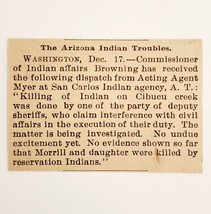 1895 Killing Of Indian At Cibucu Creek Arizona Article Morrill Murders C82C - $19.99