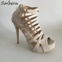 Fashion Shiny Gladiator Sandals Women Custom Thin Extrem High Heels Platform Ope - £173.69 GBP