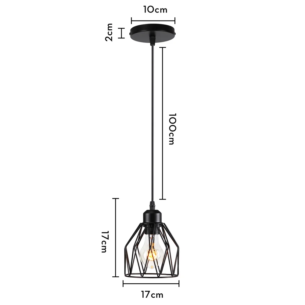  Mini Pendant Light Wrought  Cafe Bar Clothing Store Black Hanging Lamp Industri - £165.48 GBP