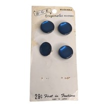 Lot 4 Medium Buttons Vintage Iridescent Dark Blue 14 mm Diameter Shank BGE - £3.75 GBP