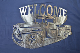 WELCOME SIGN FORD / CHEVY PICK UP TRUCK METAL WALL ART DECOR 24" X 19" USA MADE