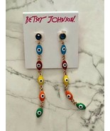Betsey Johnson Linear Rainbow Dangling Evil Eye Earrings - £62.55 GBP
