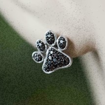 1Ct Round Cut CZ Black Diamond Paw Stud Earrings 14K White Gold Finish - £125.07 GBP