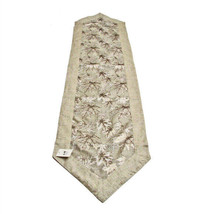 Melrose Maple Leaf Taupe Table Runner with Gold Veined Leaves 16x72 inches - £15.56 GBP