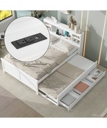 White Queen Murphy Bed: Desk &amp; Bookshelf Combo | Space-Saving - $1,883.33 CAD