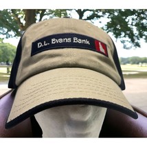 D.L. Evans Bank Hat Vintage Strapback Cap Tan Blue Adjustable Logo Idaho - $13.95