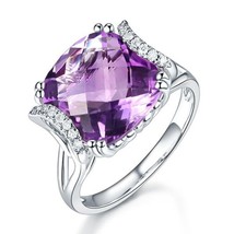 6 carat Amethyst diamond engagement ring/14K gold Purple amethyst statement ring - £949.99 GBP+