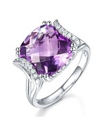 6 carat Amethyst diamond engagement ring/14K gold Purple amethyst statem... - £653.16 GBP+