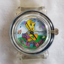 Vtg Armitron 1998 Tweety Bird Floral Clear Band WR 100ft Acrylic Analog Watch - £35.61 GBP