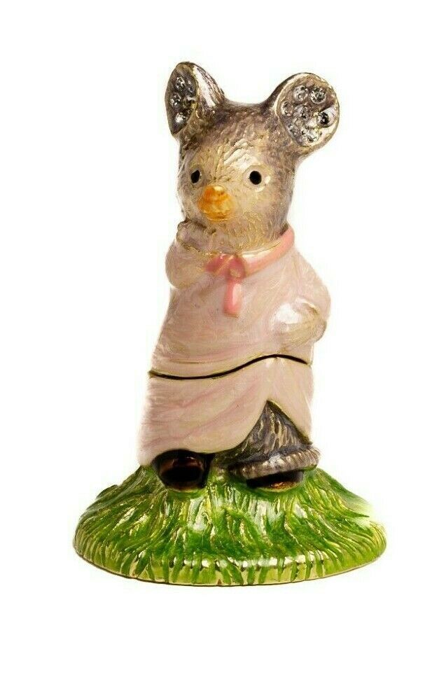 Primary image for Mouse Girl Faberge Trinket Box Handmade by Keren Kopal Austrian  Crystals
