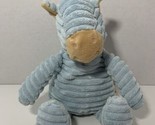 Unipak 11” plush blue corduroy ribbed baby rattle horse pony donkey zebr... - $15.58