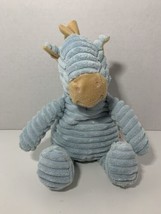 Unipak 11” plush blue corduroy ribbed baby rattle horse pony donkey zebra 2013 - $15.58