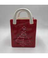 Vintage Century Red Ceramic Handled Purse Shape Christmas Decor Candy Ho... - £17.84 GBP