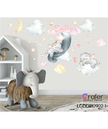 Sleep elephant decal, Nursery wall decal, Watercolor decal, Elephant wal... - £62.14 GBP
