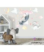 Sleep elephant decal, Nursery wall decal, Watercolor decal, Elephant wal... - €68,62 EUR