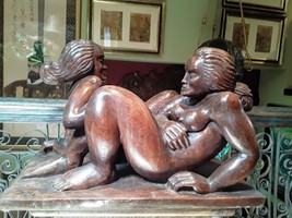 Alemán Expresionista Caoba Escultura Desnudo Lesbians Ruso Firmado - £5,295.69 GBP