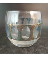 Culver Roly Poly Glass Gold &amp; Turquoise &#39;Antigua&#39; Vintage MCM - £14.01 GBP