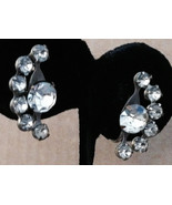 Vintage1940s Silver Half Moon Semi Circle Austrian Rhinestone Screw On E... - €20,54 EUR
