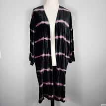 J Jill Womens Duster Jacket Medium Black Crushed Velvet Evening Party Ov... - $25.44