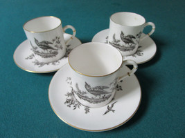 Royal Worcester England Three Coffee Cups Paradise Birds Original - £75.17 GBP