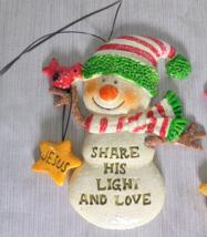 Set of 2 Vintage Christmas Christian Snowman Ornaments Holiday Tree Decor Jesus - £7.56 GBP