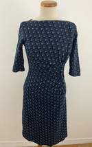Vintage 70s Women&#39;s Dress Blue Floral Mod GoGo Mrs Brady Trad Wife Handmade - £19.22 GBP