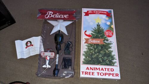 Mr. Christmas Animated Tree Topper Santa's Airplane Circles Tree Believe  - $79.19