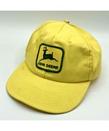 Vintage John Deere Snapback Trucker Yellow Patch Hat Cap Distressed Made... - £31.13 GBP
