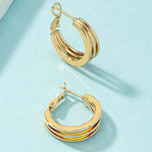 18K Gold-Plated Layered Huggie Earrings - £10.22 GBP