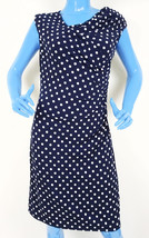 Vince Camuto Navy Blue Polka Dot Bodycon Dress M 8 10 Slimming Sleeveless Shaper - £31.31 GBP